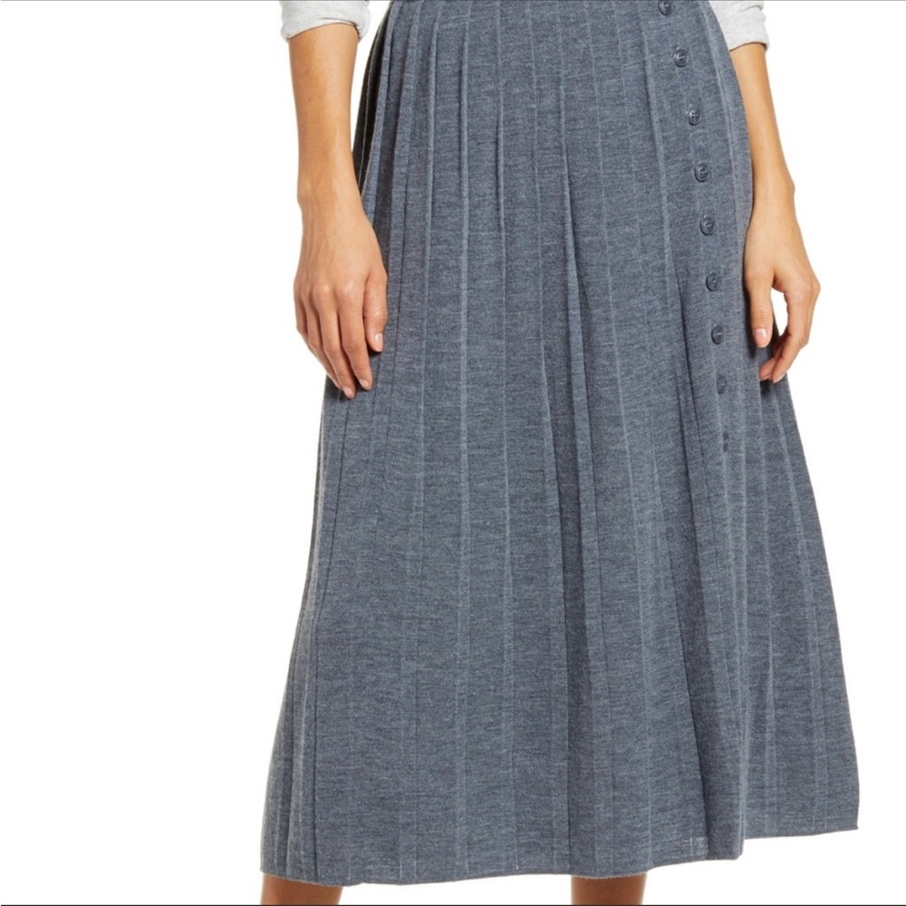 Wool blend pleated grey skirt size XXL